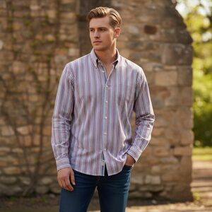 Peter Millar Multi Stripe Button Down Shirt Size 17 43 Classic Fit Cotton NWT